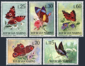 Сан-Марино, Бабочки, 1963, 5 марок